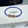 FRED Force 10 Bracelet in Rose Gold, Medium Size with Ruby Cabochon and Steel Cable