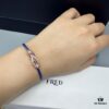 FRED Force 10 Bracelet in Rose Gold, Medium Size with Ruby Cabochon and Steel Cable