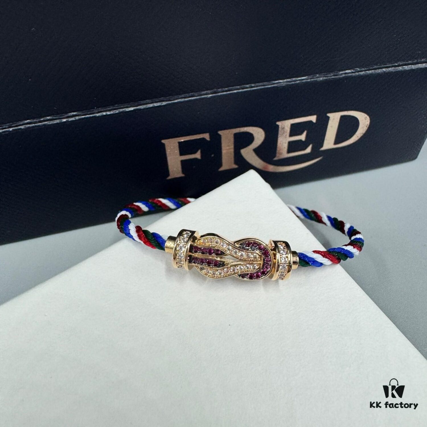 692ff6a799f2d84055c8dfbe FRED Force 10 Bracelet in Rose Gold, Medium Size with Ruby Cabochon and Steel Cable