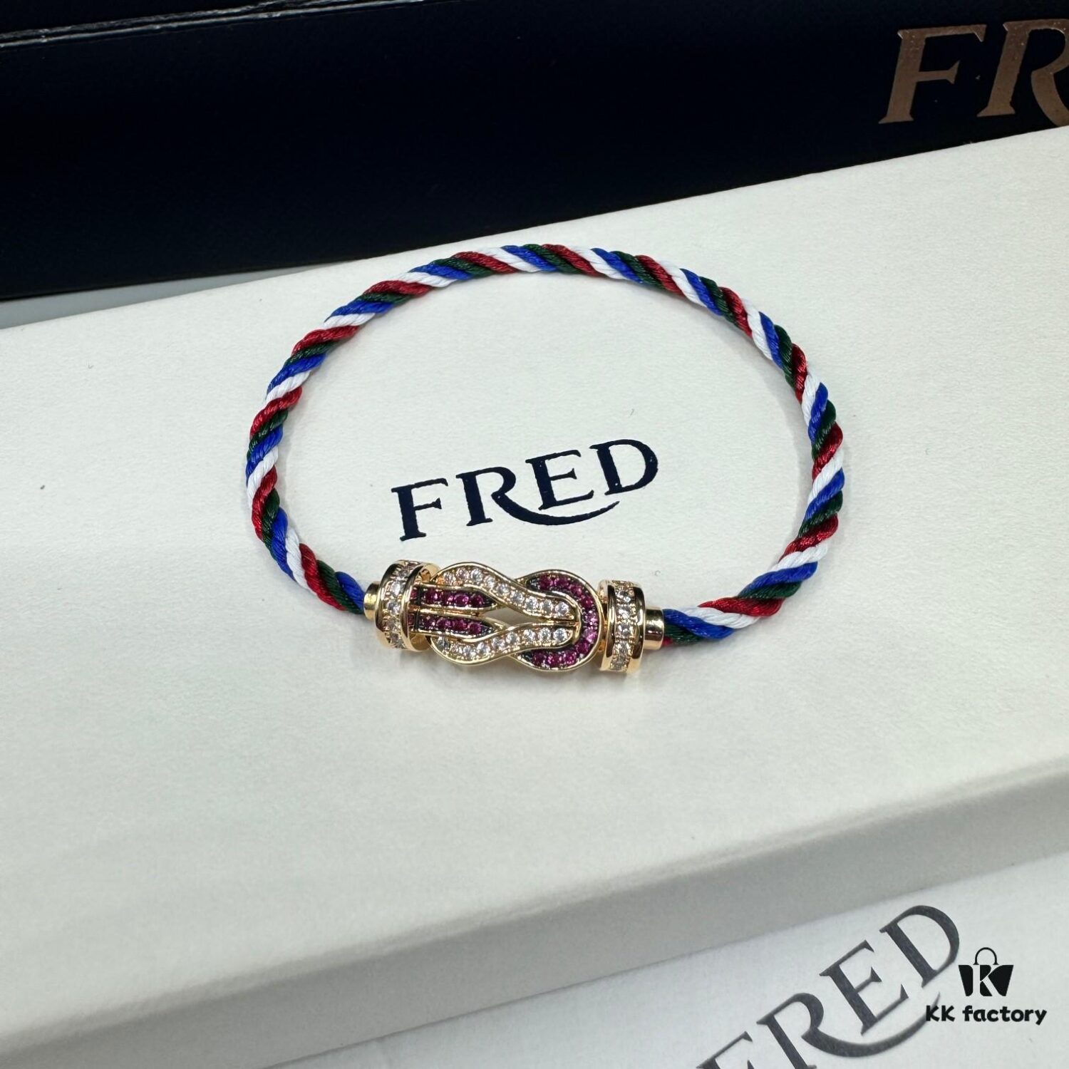 692ff6a899f2d84055c8dfbf FRED Force 10 Bracelet in Rose Gold, Medium Size with Ruby Cabochon and Steel Cable