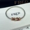 FRED Force 10 Bracelet in Rose Gold with Ruby, Medium Size, Red Sapphire Magnetic Clasp, Steel Cable Design
