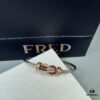 FRED Force 10 Bracelet in Rose Gold with Ruby, Medium Size, Red Sapphire Magnetic Clasp, Steel Cable Design