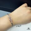 FRED Force 10 Bracelet in Rose Gold with Ruby, Medium Size, Red Sapphire Magnetic Clasp, Steel Cable Design