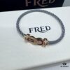692ff6b399f2d84055c8dfce FRED Force 10 Bracelet in Rose Gold with Ruby, Medium Size, Red Sapphire Cabochon, Steel Cable Design