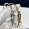 692ff6ca99f2d84055c8dfea FRE*D Half-Pave Horseshoe Link Rigid Cuff Bracelet, CNC Precision-Carved, Hollow Tube Design for Lightweight Comfort – Available in Rose Gold and White Gold, Hand-Set Zirconia Stones, Authentic Logo Engraving