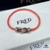 FRED Force 10 Bracelet in Rose Gold with Ruby Cabochon, Medium Size, Steel Cable Design