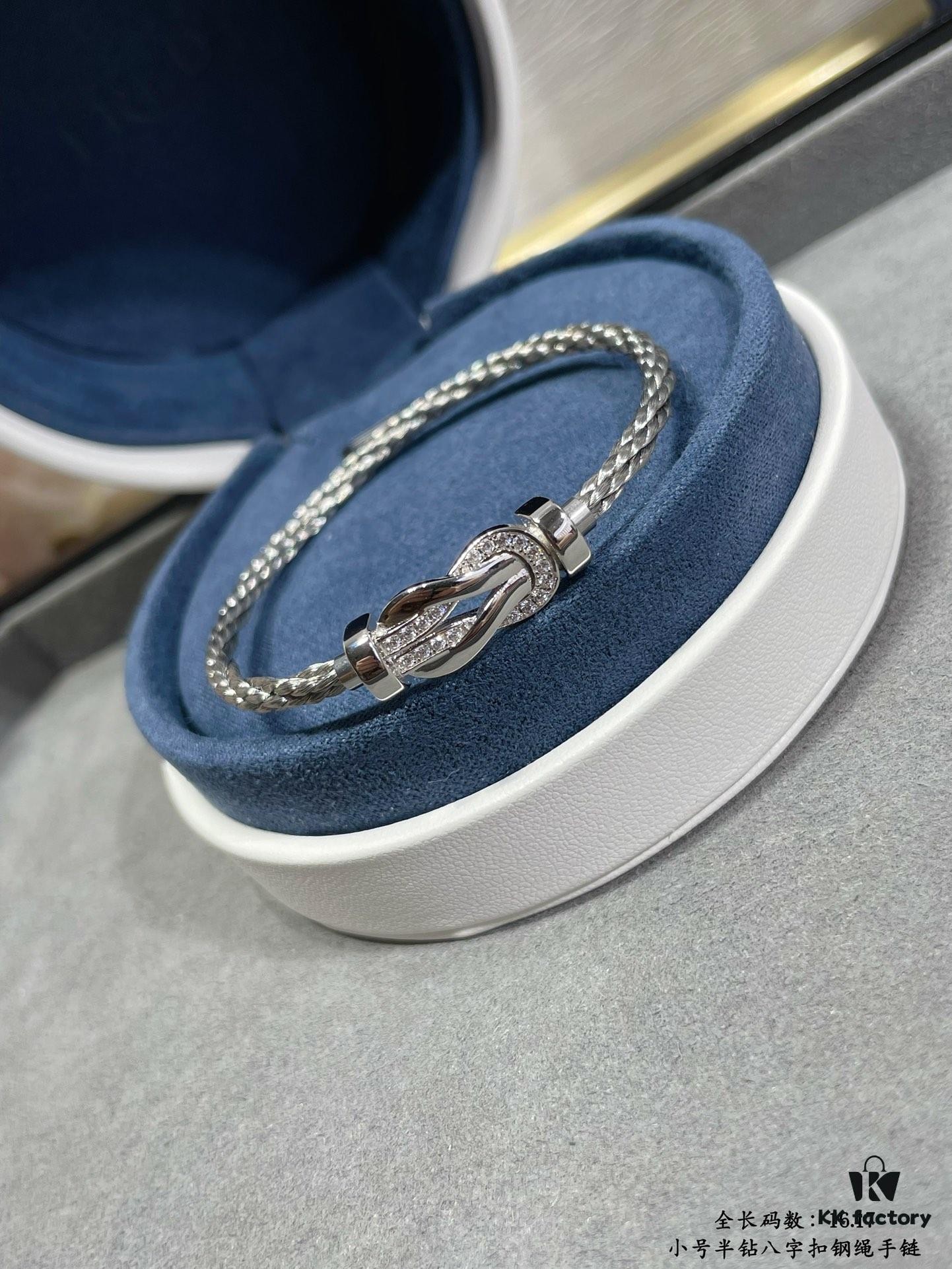 692ff72599f2d84055c8e047 Fred-style Small Half-Diamond Infinity Clasp Steel Rope Bracelet - Luxury Fashion Elegant High-End Custom Design, Thickened 18K Gold Plated Craftsmanship, Precision Micro-Set, Must-Have Accessory for Influencers and Trendsetters