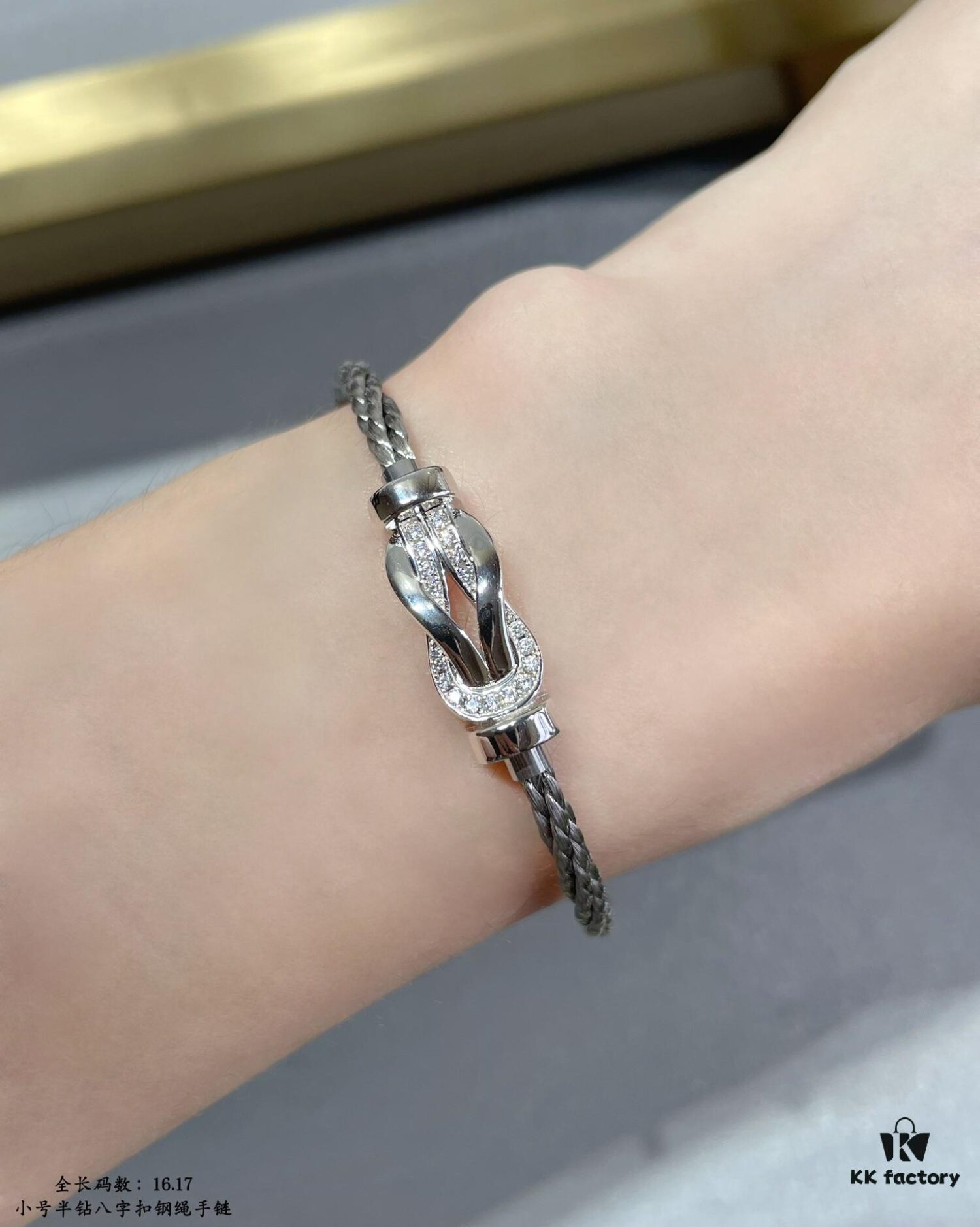 692ff72599f2d84055c8e048 Fred-style Small Half-Diamond Infinity Clasp Steel Rope Bracelet - Luxury Fashion Elegant High-End Custom Design, Thickened 18K Gold Plated Craftsmanship, Precision Micro-Set, Must-Have Accessory for Influencers and Trendsetters
