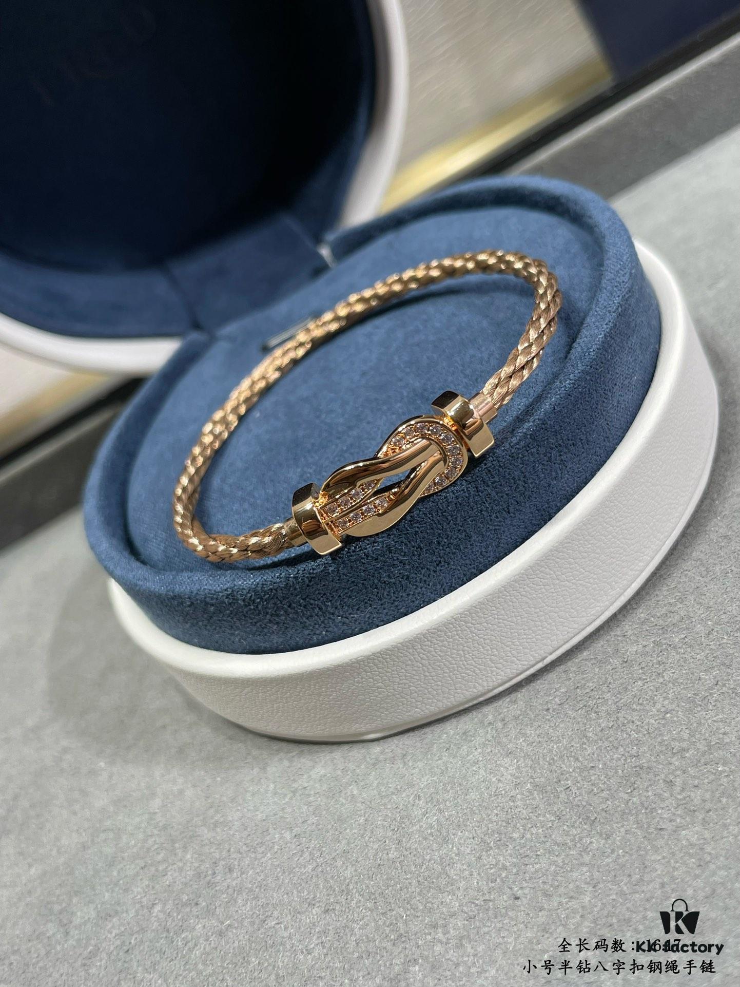 692ff72699f2d84055c8e049 Fred-style Small Half-Diamond Infinity Clasp Steel Rope Bracelet - Luxury Fashion Elegant High-End Custom Design, Thickened 18K Gold Plated Craftsmanship, Precision Micro-Set, Must-Have Accessory for Influencers and Trendsetters