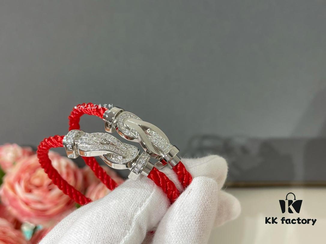 692ff73399f2d84055c8e05f Fred Alphabeads Half Diamond Full Diamond Red Bracelet, Logo Fully Polished from All Angles