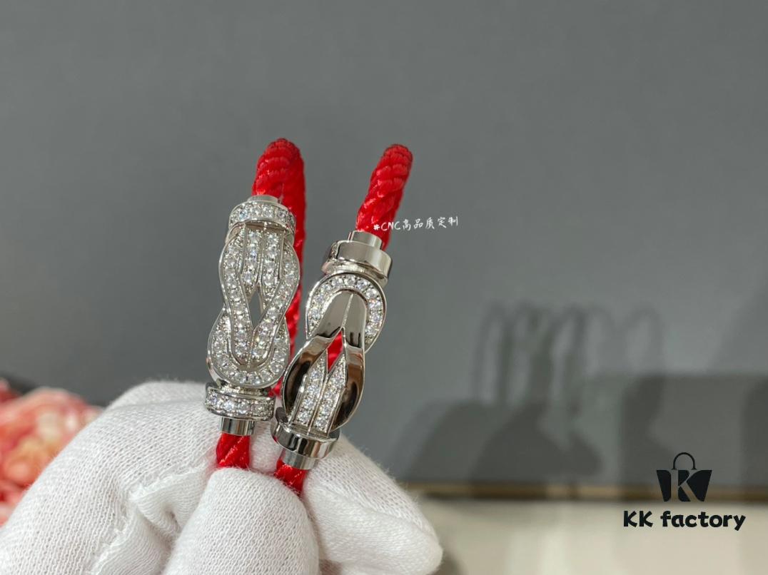 692ff73399f2d84055c8e060 Fred Alphabeads Half Diamond Full Diamond Red Bracelet, Logo Fully Polished from All Angles