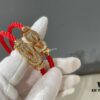 Rose Gold Fred Infinity Buckle Half Diamond Full Diamond Red Bracelet, Fully Polished Logo