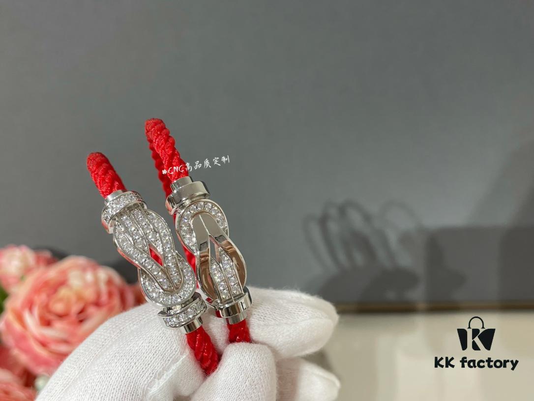 692ff75699f2d84055c8e0a3 Fred Alphabeads Half Diamond Full Diamond Red Bracelet, Logo Fully Polished from All Angles