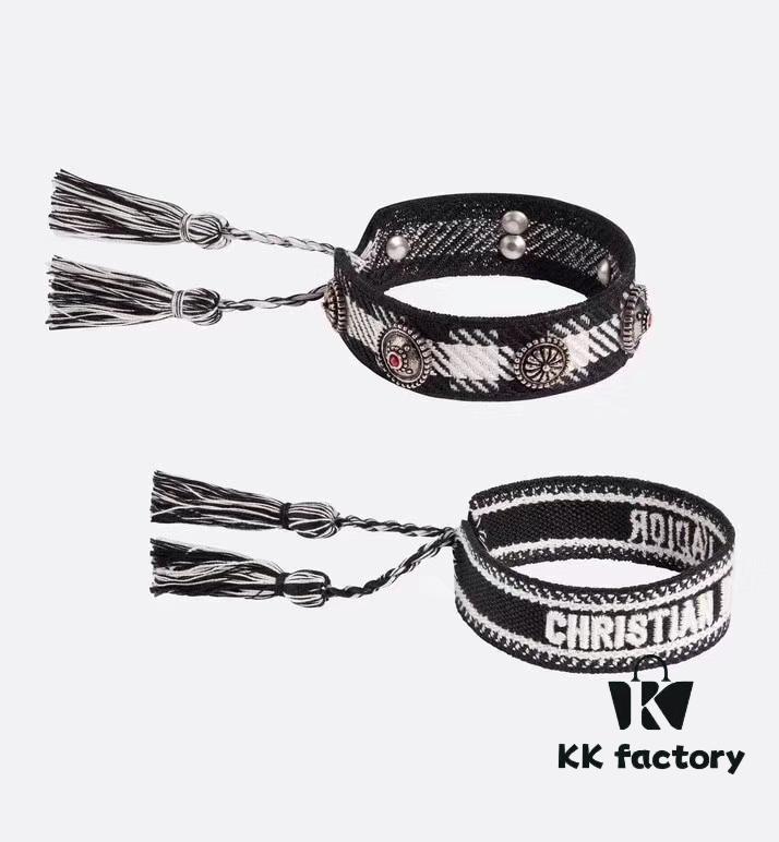 692ff75b99f2d84055c8e0af Dior Knitted Adjustable Tassel Bracelet – Authentic Embroidered Design, Not Printed, Matching Original Retail Version