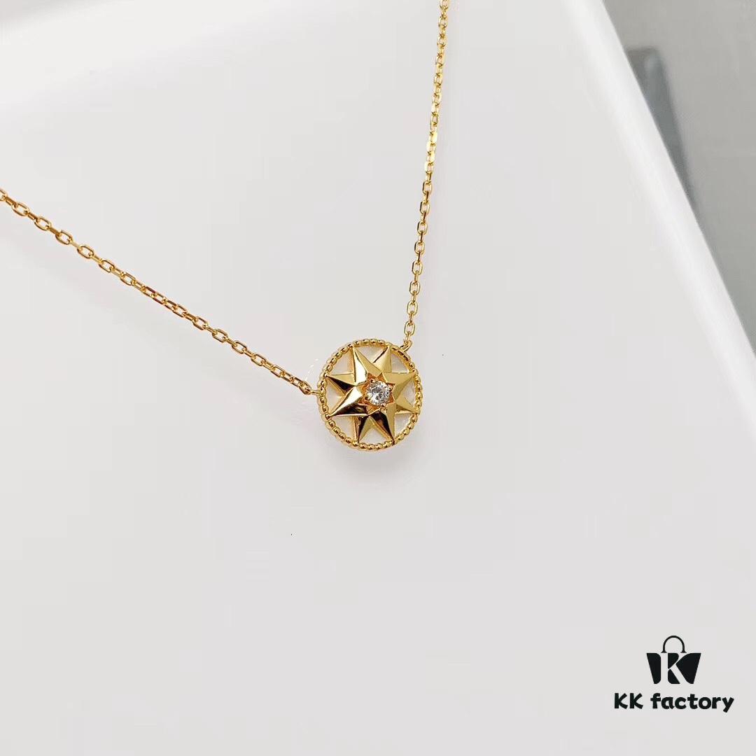 692ff76b99f2d84055c8e0da Dior Classic Lucky Star Eight-Pointed Compass Necklace, Exquisitely Crafted in Sterling Silver with Genuine Gold Plating and Zirconia