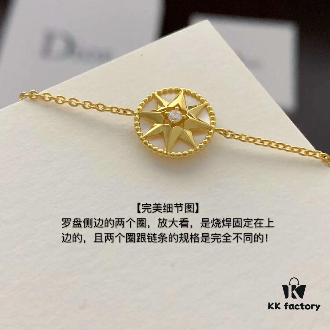 692ff76d99f2d84055c8e0df D!or Compass Bracelet - Rose des Vents Collection, 18K Real Gold Plated with Diamond and Silver Base, Featuring Turquoise, Lapis Lazuli, White Shell, and Pink Crystal Options