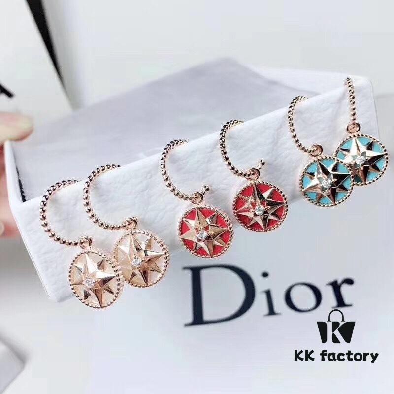 692ff76f99f2d84055c8e0e4 Dior Luxury Jewelry Rose Compass Eight-Pointed Star Stud Earrings - Exquisite Compass Rose Design, S925 Sterling Silver with Natural Turquoise, White Mother of Pearl, and Red Agate