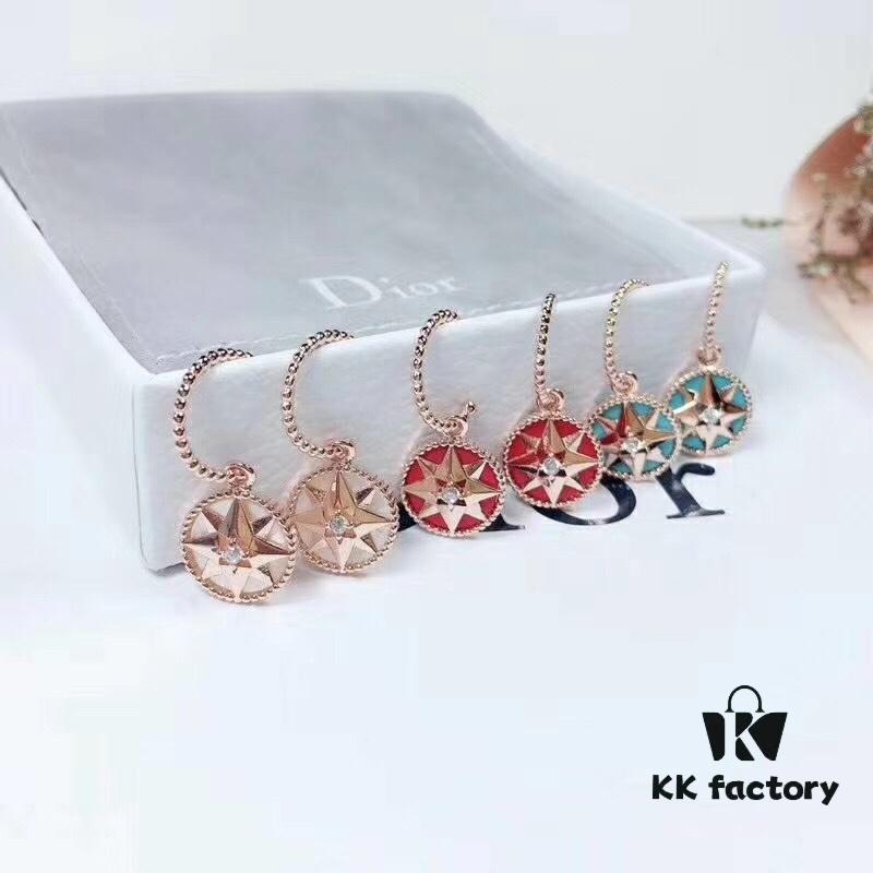 692ff76f99f2d84055c8e0e6 Dior Luxury Jewelry Rose Compass Eight-Pointed Star Stud Earrings - Exquisite Compass Rose Design, S925 Sterling Silver with Natural Turquoise, White Mother of Pearl, and Red Agate