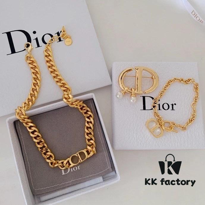 Dior New Chain Set (Necklace, Bracelet, and Brooch with Retail Packaging, Free Shipping)