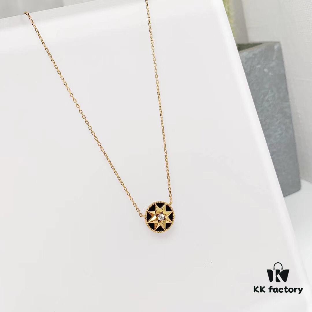692ff79799f2d84055c8e13e Dior Limited Edition Compass Necklace (Onyx) (Sterling Silver with Gold Plating)
