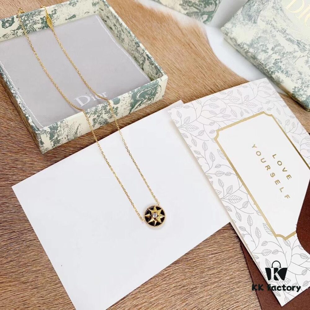 692ff79899f2d84055c8e142 Dior Limited Edition Compass Necklace (Onyx) (Sterling Silver with Gold Plating)