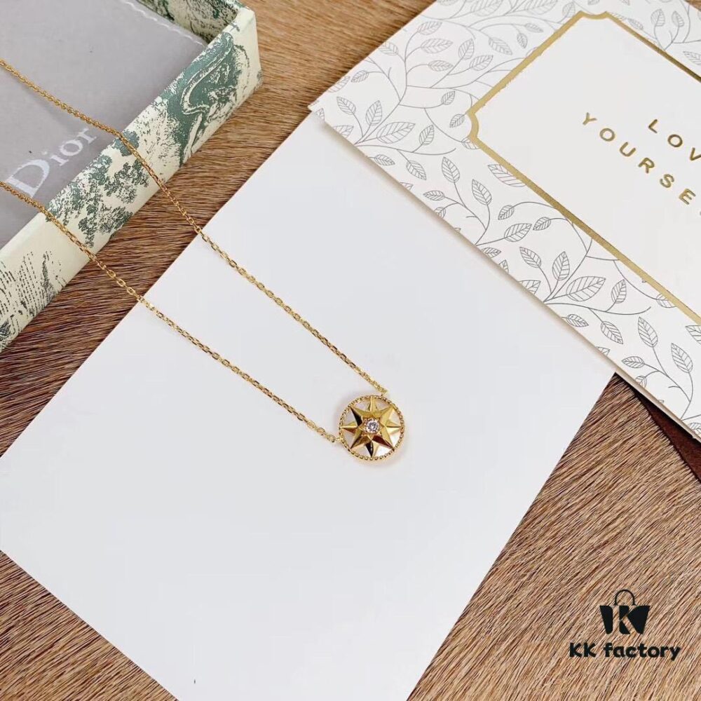 692ff79c99f2d84055c8e149 Dior Limited Edition Compass Necklace (Mother-of-Pearl Stone, Pearl White) (Sterling Silver with Gold Plating)