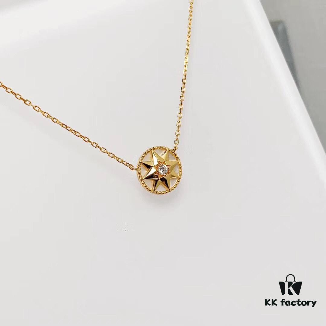 692ff79e99f2d84055c8e14b Dior Limited Edition Compass Necklace (Mother-of-Pearl Stone, Pearl White) (Sterling Silver with Gold Plating)