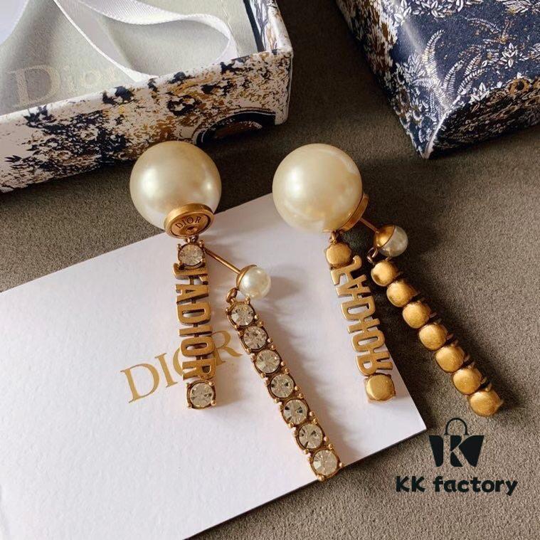 692ff7d799f2d84055c8e1b1 Dior Vintage Double Plate Pearl and Rhinestone Earrings