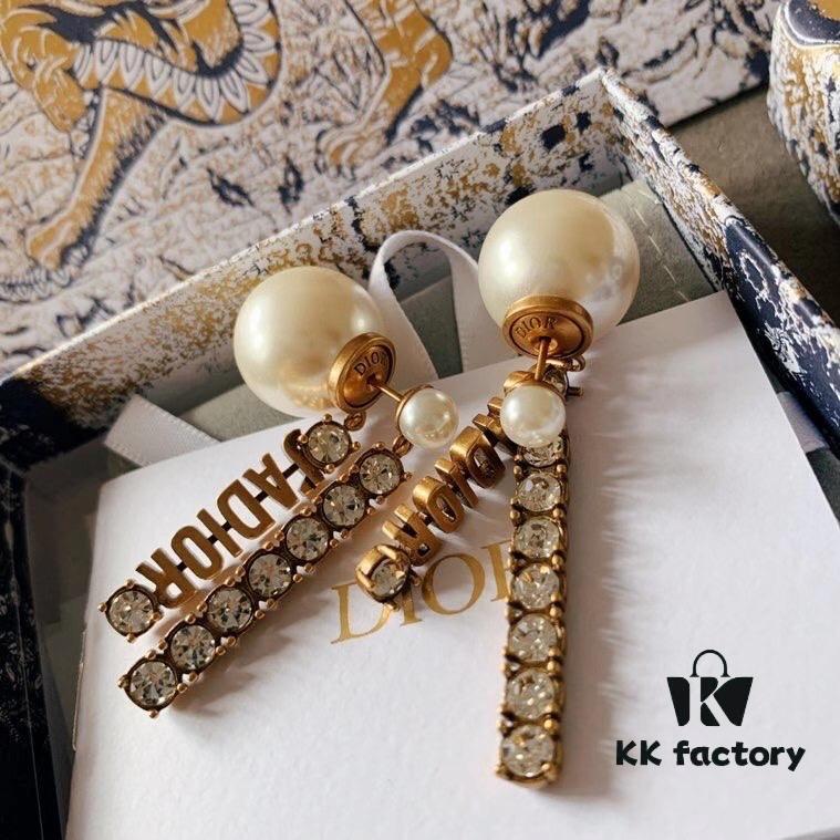 692ff7d899f2d84055c8e1b3 Dior Vintage Double Plate Pearl and Rhinestone Earrings