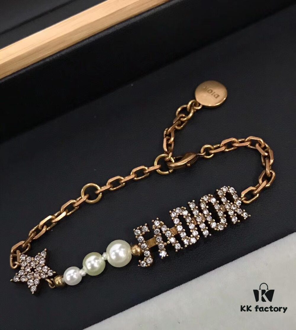 692ff7e899f2d84055c8e1d0 Jadior Letter Bracelet with Full Diamond Design, Pearl and Metal Accents, Adjustable Length for All Wrist Sizes