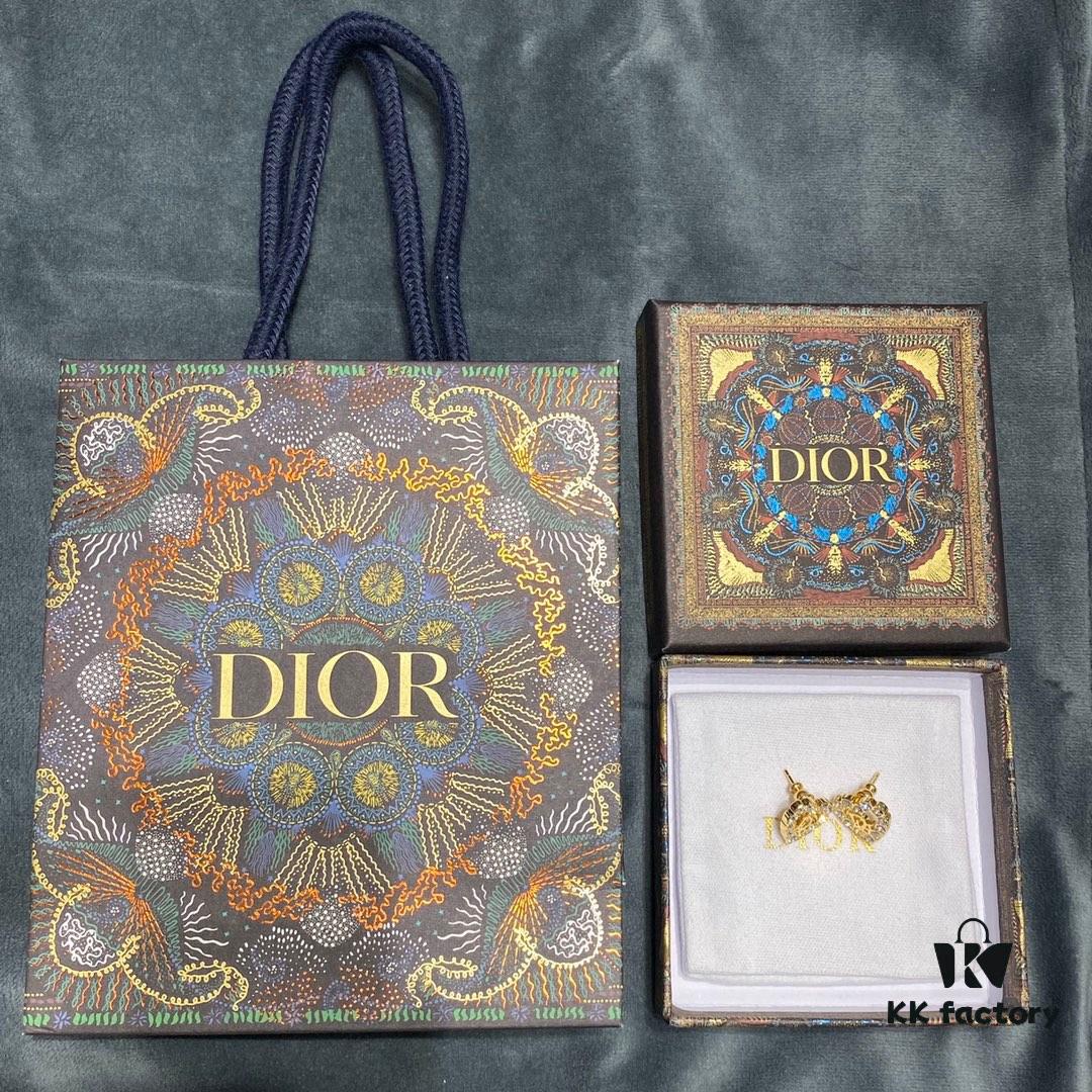 Dior Heart-Shaped Rhinestone Stud Earrings