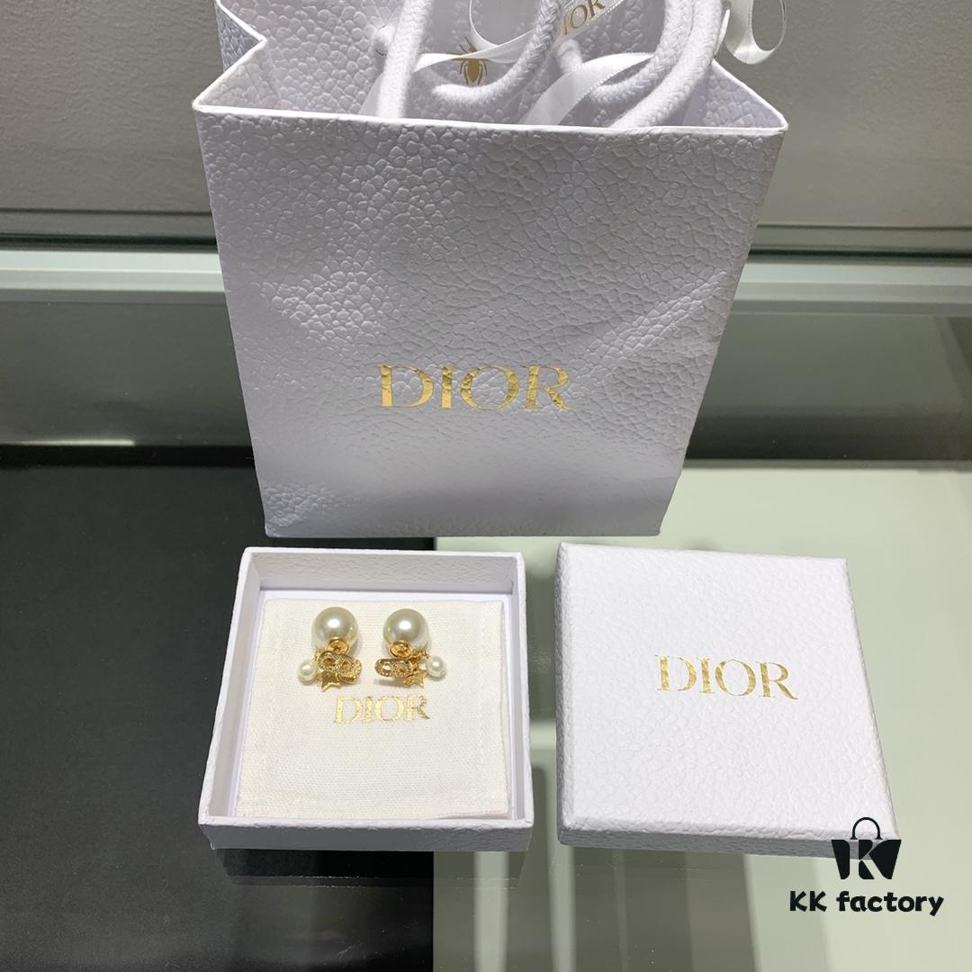 Dior Earrings, Heart and Star Stud Earrings