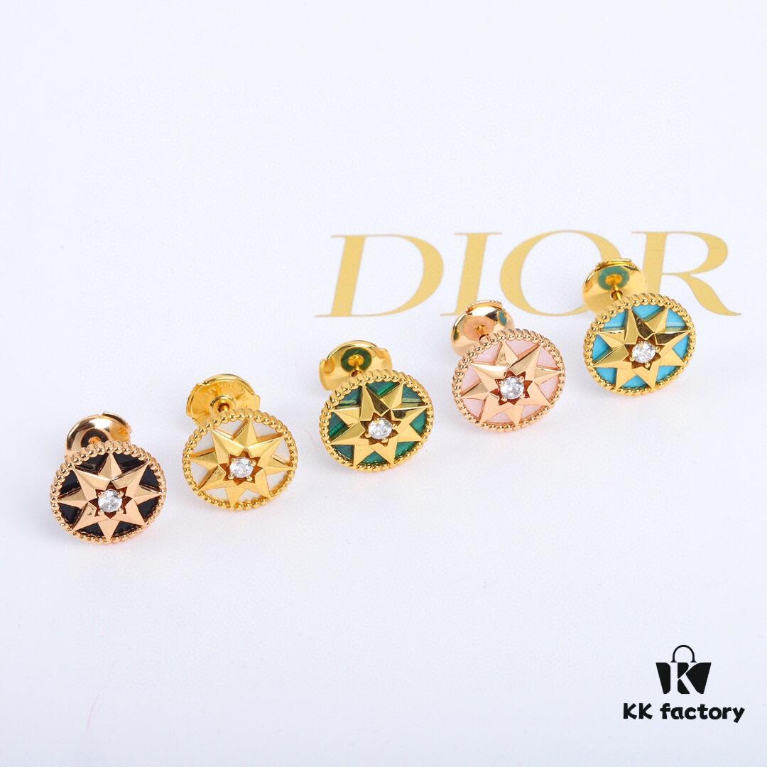 692ff83499f2d84055c8e23d Dior Rose des Vents Collection - 18K Gold Plated Real Diamond Stud Earrings, Two Colors Available: Gold with White Shell, Rose Gold with Pink Opal