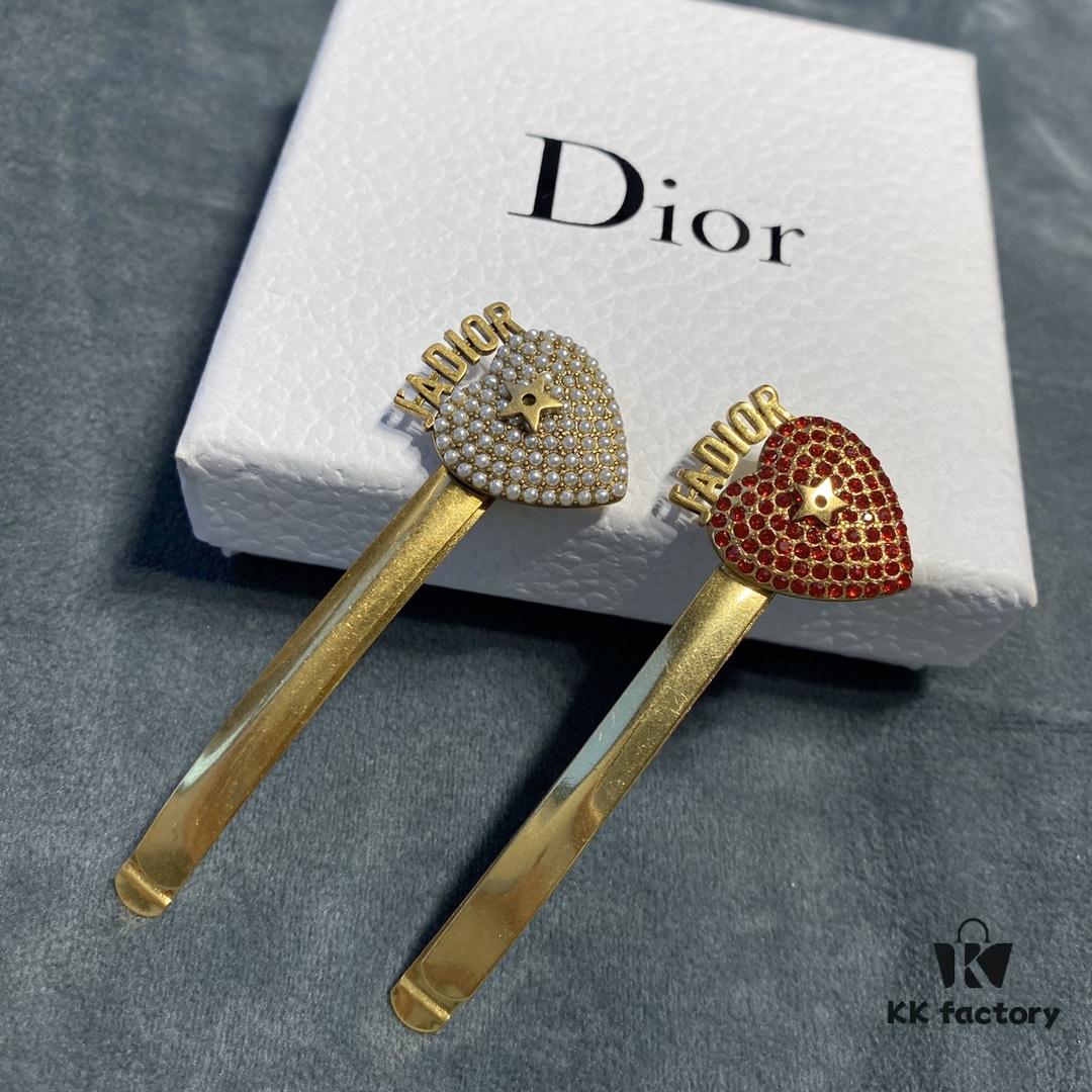 692ff87699f2d84055c8e29e Dior Jadior Letter Hair Clip – Fairy-Inspired Design, Two Styles: Star-Shaped Heart with Full Rhinestones and Heart with Small Pearl Accents, Bling Bling Sparkle