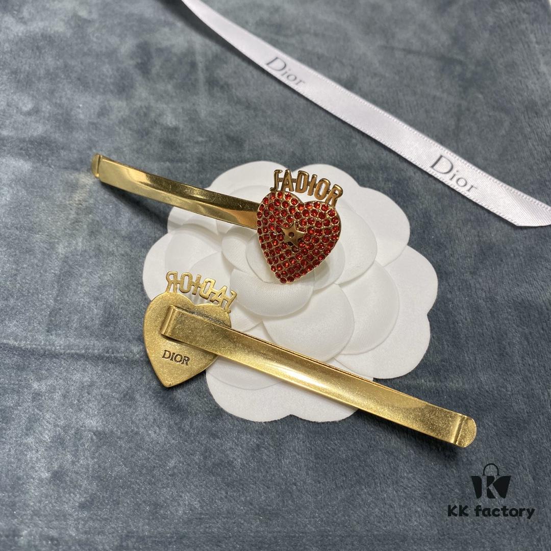 692ff87899f2d84055c8e2a3 Dior Jadior Letter Hair Clip – Fairy-Inspired Design, Two Styles: Star-Shaped Heart with Full Rhinestones and Heart with Small Pearl Accents, Bling Bling Sparkle