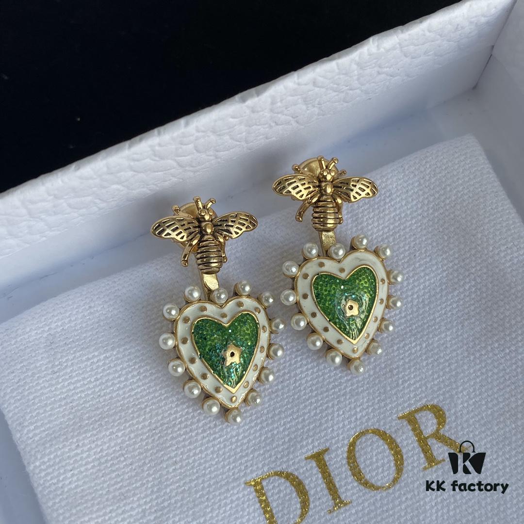 692ff88999f2d84055c8e2c0 Dior Bee Pearl Stud Earrings with Hanging Star Design