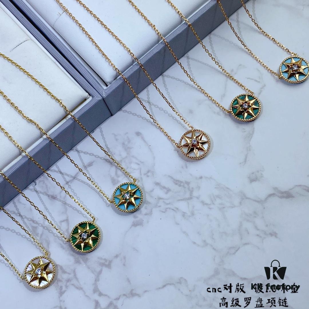 692ff8cd99f2d84055c8e32c Dior Compass Necklace 😊 Victoire de Castellane Reinterprets Mr. Dior's Lucky Star – the Eight-pointed Star – with a Wind Rose Design, Adorned with Intertwined Wheat Sheaves That Swing Playfully on the Chain, Alternating Between a Hardstone Face and a Wind Rose Face