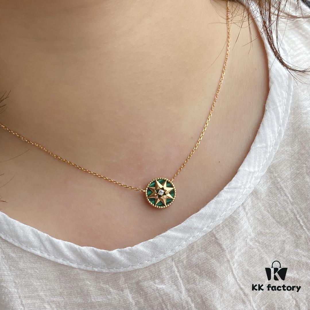 692ff8ce99f2d84055c8e32f Dior Compass Necklace 😊 Victoire de Castellane Reinterprets Mr. Dior's Lucky Star – the Eight-pointed Star – with a Wind Rose Design, Adorned with Intertwined Wheat Sheaves That Swing Playfully on the Chain, Alternating Between a Hardstone Face and a Wind Rose Face