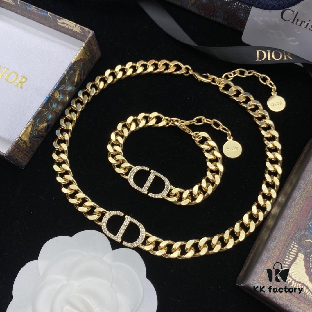 692ff8d899f2d84055c8e341 Dior New Style Letter Diamond-Paved Fashion Necklace and Bracelet
