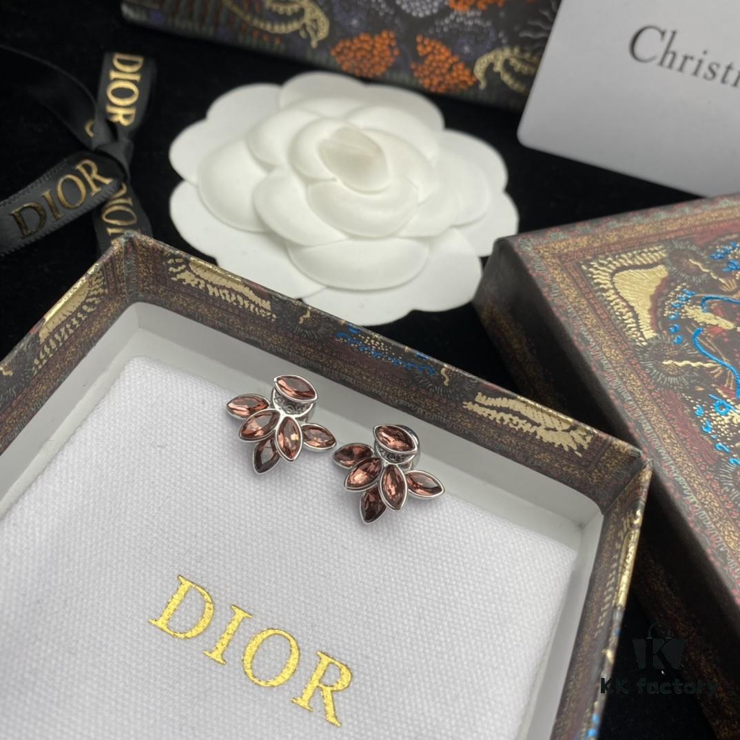 692ff91499f2d84055c8e39f Dior New Petal-Style Diamond-Inlaid Elegant Retro Stud Earrings