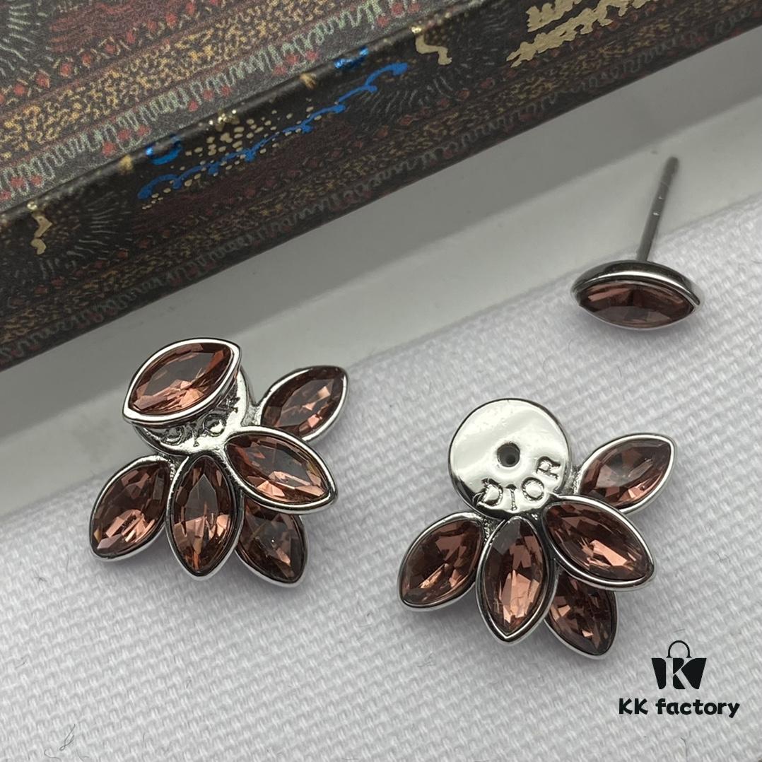 692ff91899f2d84055c8e3a5 Dior New Petal-Style Diamond-Inlaid Elegant Retro Stud Earrings