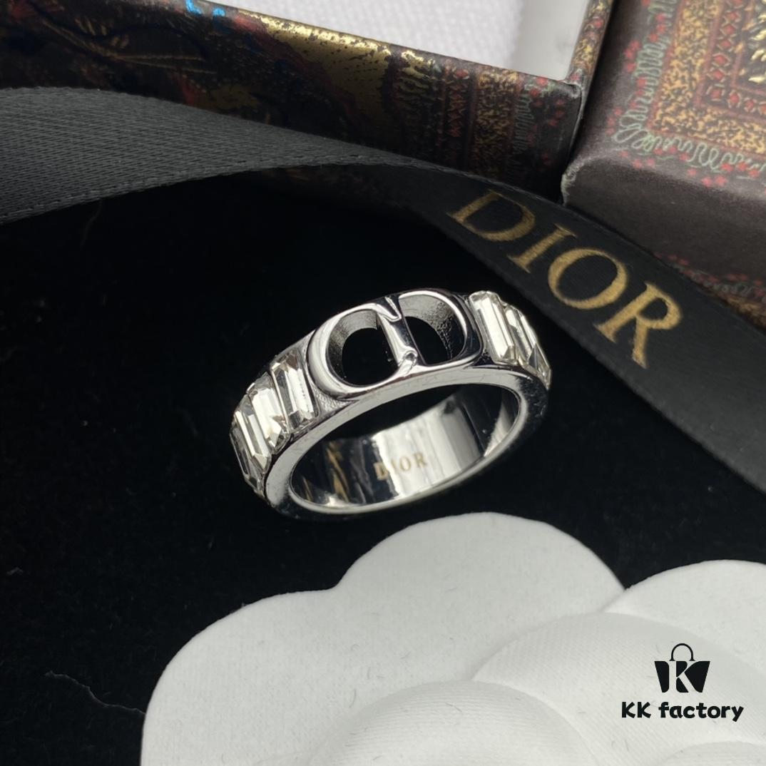 692ff93499f2d84055c8e3e0 DIOR New Diamond-Paved Letter Fashion Elegant Open Ring