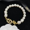 Dior New Letter Pearl Inlaid Diamond Elegant Retro Set Necklace