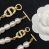 Dior New Letter Pearl Inlaid Diamond Elegant Retro Set Necklace