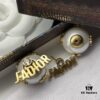 Dior New Style Letter Pearl Inlaid Diamond Fashion Elegant Stud Earrings