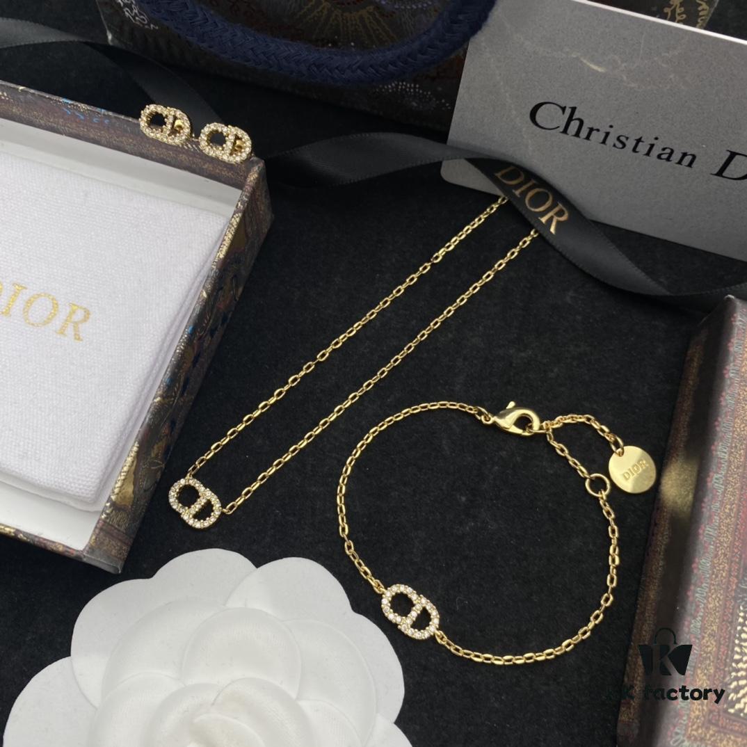 Dior New Style Letter Diamond-Inlaid Elegant Set
