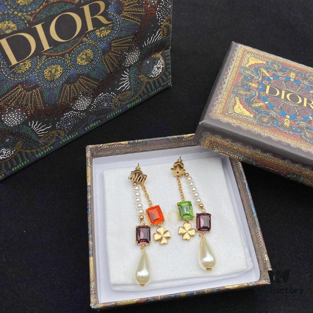 692ff99899f2d84055c8e45f Dior Color Diamond Tassel Earrings Pearl Four-Leaf Clover Star Elements Swarovski Pearl Colored Crystal