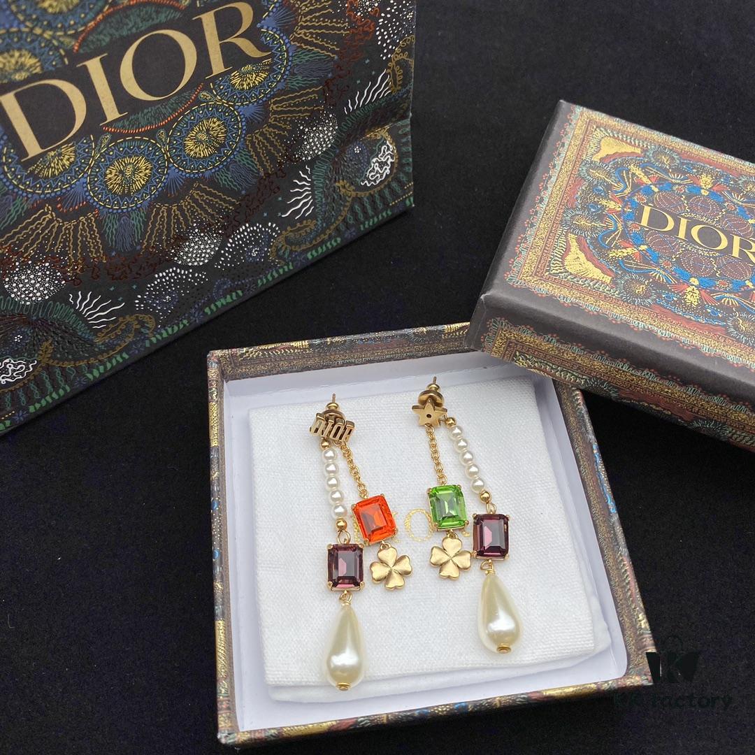 692ff99899f2d84055c8e45f Dior Color Diamond Tassel Earrings Pearl Four-Leaf Clover Star Elements Swarovski Pearl Colored Crystal