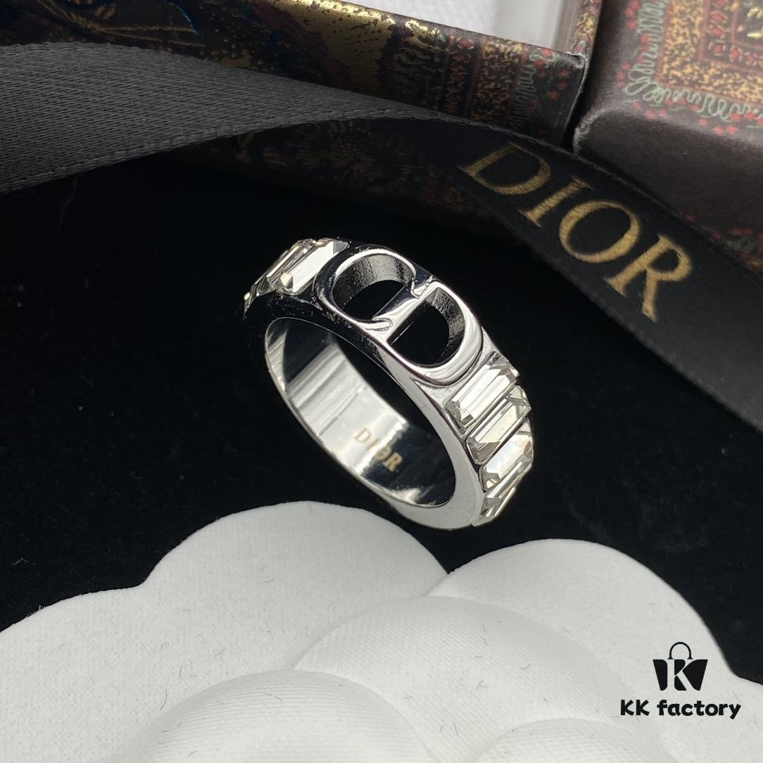 692ff99999f2d84055c8e461 DIOR New Diamond-Paved Letter Fashion Elegant Open Ring