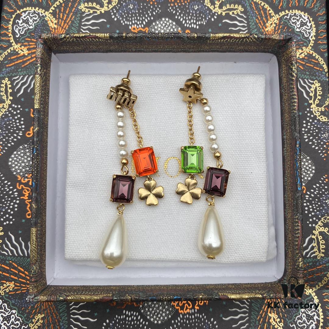 692ff99999f2d84055c8e462 Dior Color Diamond Tassel Earrings Pearl Four-Leaf Clover Star Elements Swarovski Pearl Colored Crystal